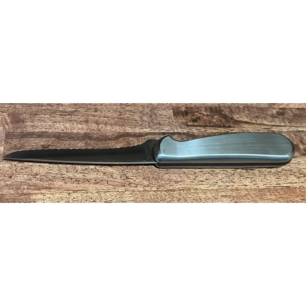 GINSU Stainless Steel Serrated Edge Boning Knife ~ Metal Handle